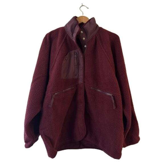 NEW Free People Movement x Hatch Hit The Slopes Fleece Jacket L Deep Maroon NWT - Picture 2 of 13
